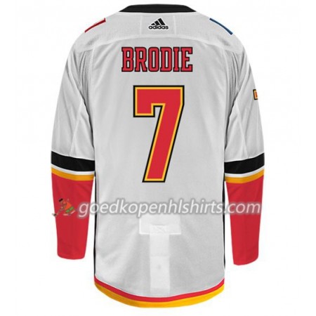 Calgary Flames TJ BRODIE 7 Adidas Wit Authentic Shirt - Mannen